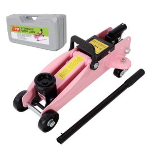 Martinetto idraulico a carrello in acciaio a basso profilo da 1,5 tonnellate con portata di sollevamento di 5-11,8 pollici, colore rosa, con custodia in plastica, per auto - Product Image 1