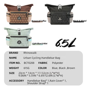 Bolsa de Manillar para Bicicleta Urbana Compacta Rhinowalk Serie <span class=keywords><strong>COSMOPOLIS</strong></span> de 6.5L, Bolsa de Almacenamiento Delantera Resistente para Bicicletas Plegables - Product Image 4