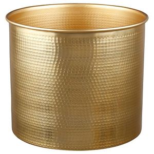 Macetero moderno de hierro con acabado dorado y patrón geométrico en relieve para decoración de interiores y exteriores, hogar y hoteles. - Product Image 3