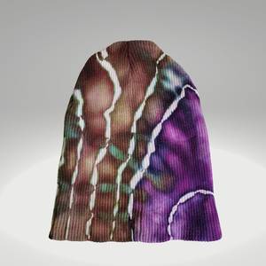 Bonnet en tricot jacquard personnalisé tie-dye pour homme et femme, en acrylique chaud et ample, avec patch en cuir – Vente en gros - Product Image 3