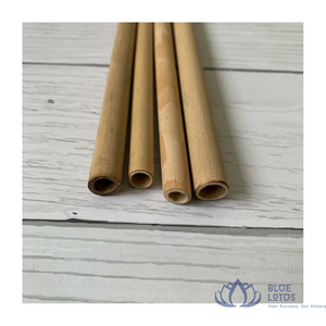 Brosse de nettoyage pour pailles en bambou réutilisables et écologiques de haute qualité - Différentes longueurs pour smoothies, bubble tea et autres boissons - Lotus bleu - Product Image 1