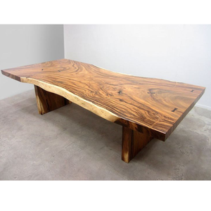 Mesa de Comedor de Madera Exótica de Suar con Borde Natural y Veteado Rico, Diseño Artesanal de Muebles de Alta Gama - Product Image 1