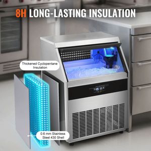 Macchina per il ghiaccio commerciale da cucina a armadio, produzione 330 libbre/24H, 126 cubetti di ghiaccio in 12-15 minuti, produzione ghiaccio 88 libbre - Product Image 5