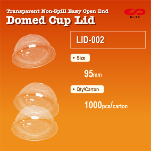 KEIFU Couvercle de tasse bombé transparent anti-déversement à ouverture facile 95 mm en plastique PET TW pour bubble tea et boissons - Product Image 2