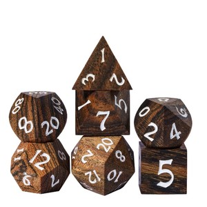 Jeu de dés en bois de haute qualité, dés polyédriques pour jeux de rôle, bois naturel, design durable, roulement fluide, chiffres clairs, jeux de table - Product Image 4
