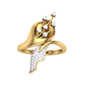 Elegante Anillo de Hoja Bifacial Dorado con Lirio de Cala, Joyería Fina para Ella, para Boda - Product Image 6