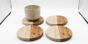 Ensemble de sous-verres carrés en marbre et bois écologiques, magnifiquement conçus, 10 mm, décoration moderne pour la maison, la cuisine, les mariages et les fêtes, créations Lavie - Product Image 6