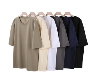 OEM custom logo embroidery printed design 240g heavyweight drop shoulder <b>short</b> <b>sleeve</b> <b>men's</b> and women's round neck t <b>shirt</b> - Product Image 1