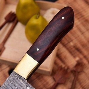Custom Handmade Extra <b>Sharp</b> Chef <b>Knife</b> Forged Damascus Steel Rose Wood Handle Leather Sheath 8in Blade Ambidextrous Modern - Product Image 2