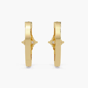 Boucles d'oreilles créoles Huggie de luxe en or blanc 14 carats avec diamants naturels ronds de 11,9 mm – Cadeau minimaliste pour femme, idéal pour les soirées - Product Image 3