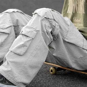 <b>Men's</b> Regular Fit Vintage Washed 100% Cotton Cargo Jeans for Color Customized Color Mid Waist Breathable Eco-Friendly - Product Image 2