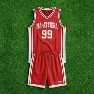 Ensemble short et maillot de basket rouge pour homme MA-ATTIERA, sans manches, vêtements de sport respirants en mesh, uniforme d'équipe, impression par sublimation, OEM - Product Image 6