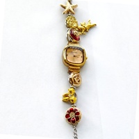 Montre Bracelet Quartz Vintage Personnalisée pour Femmes, Or Rose Argent Émail Floral Cristal Chaîne Réglable Cadran Analogique Bijou Élégant