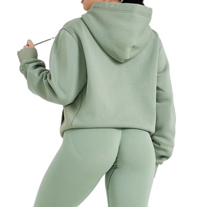 Sweat à capuche haut personnalisé pour femmes à manches longues salon classique sweat à capuche zippé surdimensionné léger en coton Streetwear vêtements d'entraînement - Product Image 5