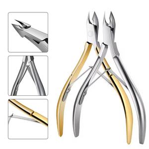 Coupe-ongles chirurgical Morje en acier inoxydable avec lames droites et affûtées pour ongles des doigts, usage adulte, poignées dorées et argentées - Product Image 1