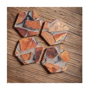 Custom Design Pads <b>And</b> <b>Coasters</b> Home Decor Dinning Table <b>And</b> Restaurant Decor Irregular Flat <b>Coasters</b> Resin <b>And</b> Wood <b>Coaster</b> <b>Set</b> - Product Image 1