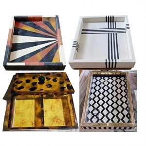 Set 3 Eco Friendly Enamel Brushed Christmas Floral <b>Serving</b> <b>Trays</b> Small/Medium/Large Sizes Easy Nesting Storage Household Use - Product Image 1