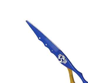 Ciseaux de barbier en acier inoxydable allemand faits à la main en aluminium bleu, outil de coiffure pour droitiers - Product Image 3