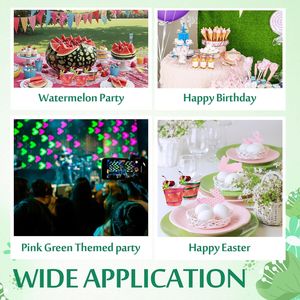 Eleganti Bicchieri Monouso in Plastica Trasparente con Bordo Ondulato per Vino e Bevande, per Feste Natalizie, in Rosa e Verde, 50 Pezzi - Product Image 2