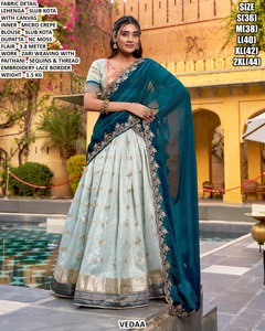 Lehenga Choli Tradicional Largo Hasta el Suelo para Mujer, Modelo Elan Red Royale, para Fiestas - Product Image 6