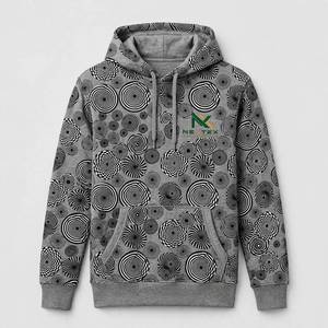 Sudadera con Capucha Unisex NEXTEX, Diseño Circular Óptico, Gris Jaspeado, Negro, Blanco, Algodón Suave y Poliéster - Product Image 1