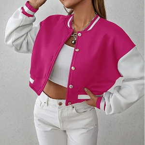Chaqueta Varsity Corta Acolchada para Mujer, Bordado Personalizado en Crochet, Manga Larga, Cuero Vacuno, Transpirable y Ecológica - Product Image 3