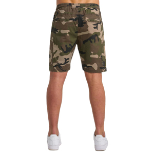 Shorts en toile et maille respirants pour hommes, style fitness urbain, 100 % polyester, motif uni, avec logo décoratif, vente en gros sur mesure - Product Image 4
