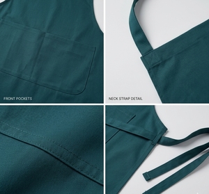 Delantal Clásico de Algodón con Correa Ajustable para el Cuello, para Uso en Restaurantes y Bares, Uniforme Unisex para Camareros, Tejido de Tela, Color Verde Azulado - Product Image 4