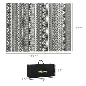 Portable 9x12 <b>Boho</b> Outdoor Rug Reversible Gray and Cream White with Carry <b>Bag</b> for RV Camping Patio Mat - Product Image 3