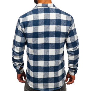 Custom Mens 100% Cotton <b>Flannel</b> Shirt Long Sleeve Plaid Button <b>Top</b> Breathable Anti Wrinkle Casual Fashion Latest Design - Product Image 3