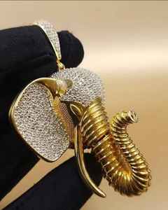 Pendentif Éléphant Plaqué Or avec Diamants CZ, Collier Hip Hop Tête d'Éléphant, Bijou Animal de Luxe - Product Image 3