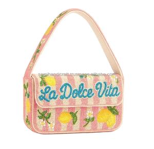 Sac à main en perles de broderie multicolores de qualité, perles de broderie en forme de graines, fabriqué à la main en Inde, sacs et étuis cosmétiques pour femmes - Product Image 1