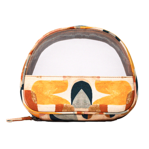 Pochette de toilette imprimée, organiseur de voyage, sac de rangement portable avec filet, fabriqué en coton OBP recyclé et polyester. - Product Image 1