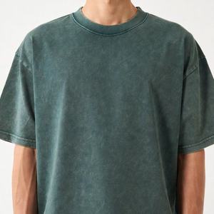 Camiseta Oversize de Algodón 100% Pesado con Lavado Ácido, Tejida, Casual, Lisa, para Hombre, Venta al por Mayor - Product Image 1