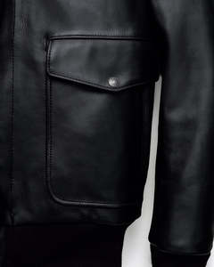 Veste en cuir véritable marron pour homme avec col en fausse fourrure, col rabattable, coupe classique, coupe-vent, style décontracté d'hiver - Product Image 3