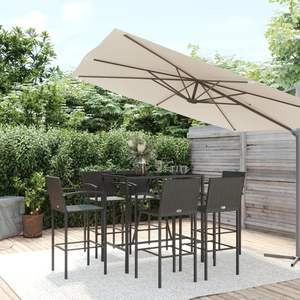 Ensemble de bar de jardin en rotin PE noir et acier thermolaqué avec verre trempé, mobilier d'extérieur élégant - Product Image 1