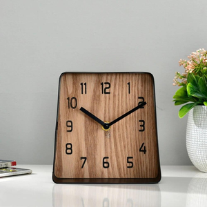 Horloge de table en bois naturel pour bureau et table d'étude, horloge décorative silencieuse en bois pour salon, disponible à la vente - Product Image 4