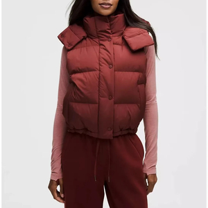 OEM Custom Fashionable Women's Puffer Vest Hooded Short <b>Cropped</b> Thick Padded <b>Body</b> <b>Warmer</b> Casual Winter Outerwear Wholesale - Product Image 1