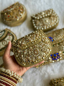NEHA ENTERPRISES Handmade Luxury Multifunction Kundan Mosaic <b>Mirror</b> Stone <b>Crystal</b> Bead Bridal Clutch Purse Wedding Evening - Product Image 5
