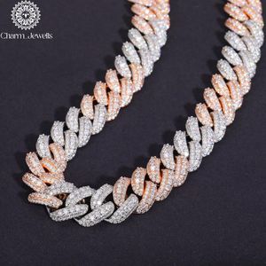 Charm Jewells Moissanite <b>Statement</b> <b>Necklace</b> 14K Gold Plated Link Chain IGI Certified Hip Hop Luxury Unisex Party Jewelry - Product Image 2