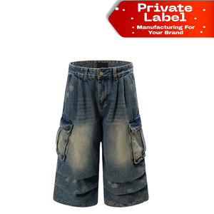 Pantalones Cortos de Mezclilla para Hombre, Estilo Y2K, Lavado Claro, Holgados, Estilo Hip Hop, Talla Grande - Product Image 1