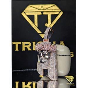Pendentif Jésus en diamant Moissanite VVS, argent sterling 925, entièrement pavé, style hip-hop de luxe pour homme, par Trisha Jewels - Product Image 3