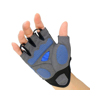Gants de cyclisme demi-doigts respirants et antidérapants, gants de musculation unisexes pour activités de plein air, fermeture à cordon bleu gris - Product Image 2