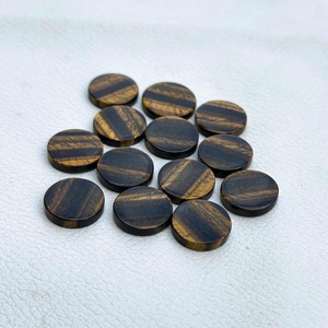 Cabujón de moneda redonda con reverso plano de ojo de tigre Natural de 12mm, joyería, fabricante de piedras preciosas calibradas sueltas, proveedor a precio de fábrica - Product Image 2