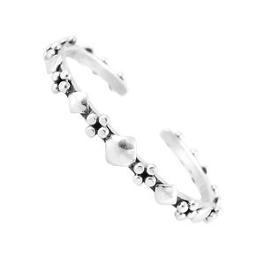 Geometric Studded Open <b>Cuff</b> Sterling <b>Silver</b> Charm <b>Bracelet</b> Antique <b>Silver</b> Adjustable Minimalist Modern Unisex Jewelry Piece - Product Image 2
