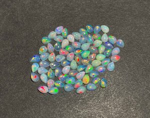 Natural Ethiopian Opal Pear Cabochon Loose Gemstone Wholesale Lot Jewelry Making Play Of Color <b>Stone</b> - Product Image 6