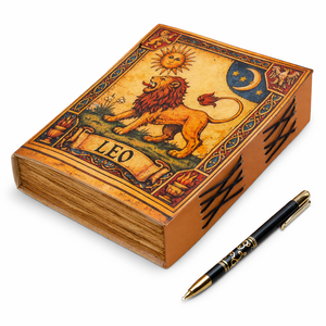 Journal en cuir du zodiaque Lion de 400 pages |   Grimoire fait main : Livre de sorts lunaires |   Fermeture de serrure antique |   Cadeaux de Noël pour lui et pour elle - Product Image 3