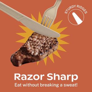 Coltelli Marrone Chiaro 100% Compostabili Resistenti Senza Plastica 7.0 Pollici, Posate Monouso con Bordi Lisci Resistenti alla Rottura Ocean Fr - Product Image 2