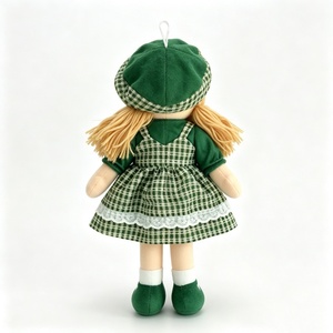 customized Mini Hanging Blonde Long Hair Rag Doll,Soft Fabric Girl Plush Ornament,Green Plaid <b>Beret</b> Lace Dress Cloth Doll - Product Image 2