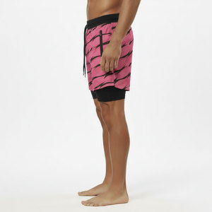 Men's 100% Polyester Double <b>Layer</b> Board Shorts <b>Mid</b> Waist Drawstring Closure Digital Print Anti-UV Waterproof Quick Dry - Product Image 3
